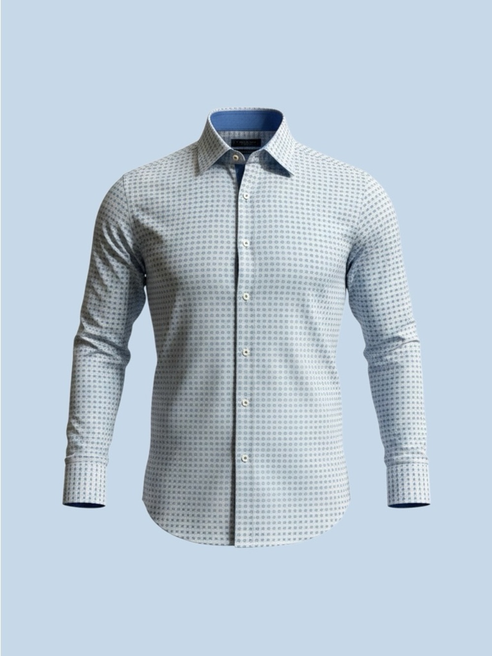 English Laundry Men’s Lt Blue Pattern Button Down Dress Shirt 17/32-33, Like New